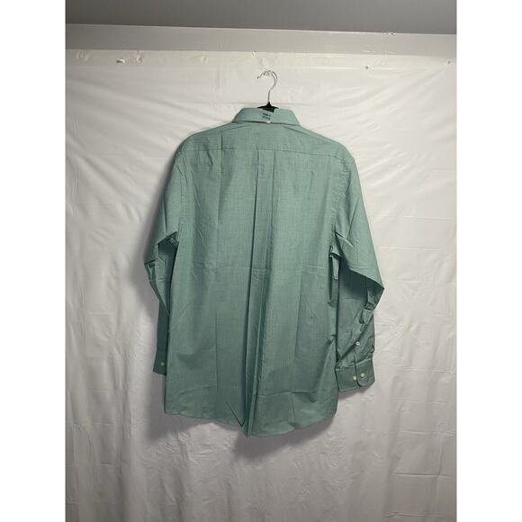 New Chaps Oxford Dress Shirt Men 15.5 32/33 Green Pinpoint Wrinkle Free Oeko-Tex - Picture 2 of 6